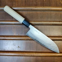 Hitohira GR 165mm Santoku Iron Clad Aogami 2 Damascus Ho Wood