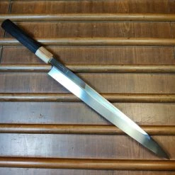 Hitohira Togashi 330mm Yanagi Shirogami 1 Mizu Honyaki Taihei Ebony W/ Saya