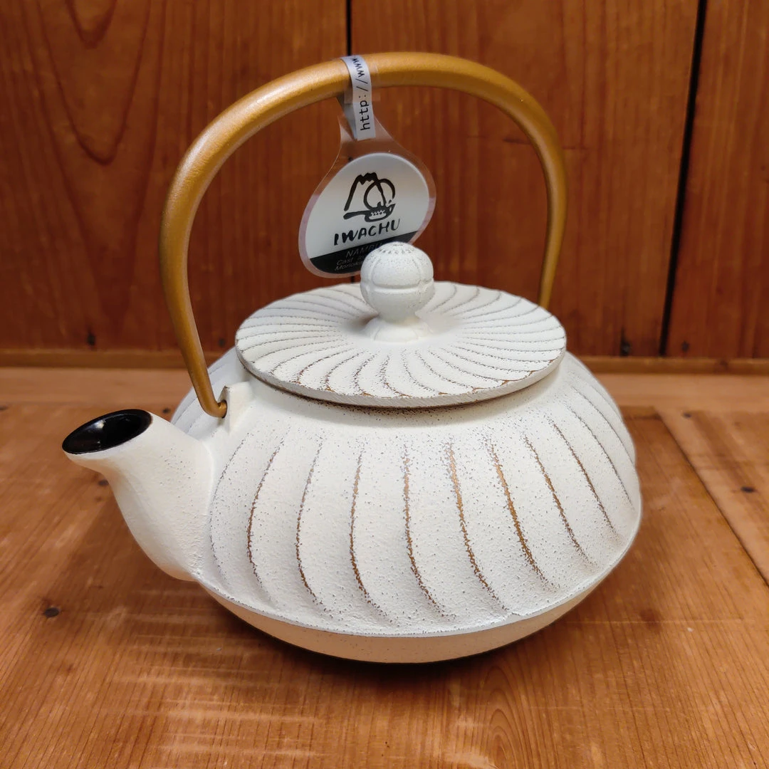 Cheap 🥰 Miya Coffee & Tea Tools Cast Iron Teapot - White + Gold 22oz 😍 3 Miya Coffee & Tea Tools Cast Iron Teapot - White + Gold 22oz