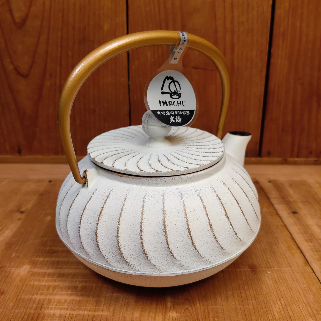 Cheap 🥰 Miya Coffee & Tea Tools Cast Iron Teapot - White + Gold 22oz 😍 4 Miya Coffee & Tea Tools Cast Iron Teapot - White + Gold 22oz