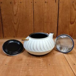 Cheap 🥰 Miya Coffee & Tea Tools Cast Iron Teapot - White + Gold 22oz 😍 10 Miya Coffee & Tea Tools Cast Iron Teapot - White + Gold 22oz