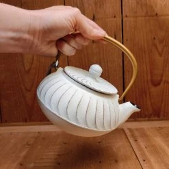 Cheap 🥰 Miya Coffee & Tea Tools Cast Iron Teapot - White + Gold 22oz 😍 11 Miya Coffee & Tea Tools Cast Iron Teapot - White + Gold 22oz