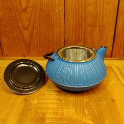 Brand new ⌛ Miya Cast Iron Teapot - Blue + Gold 22oz 😀 9 Miya Cast Iron Teapot - Blue + Gold 22oz