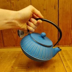 Brand new ⌛ Miya Cast Iron Teapot - Blue + Gold 22oz 😀 11 Miya Cast Iron Teapot - Blue + Gold 22oz