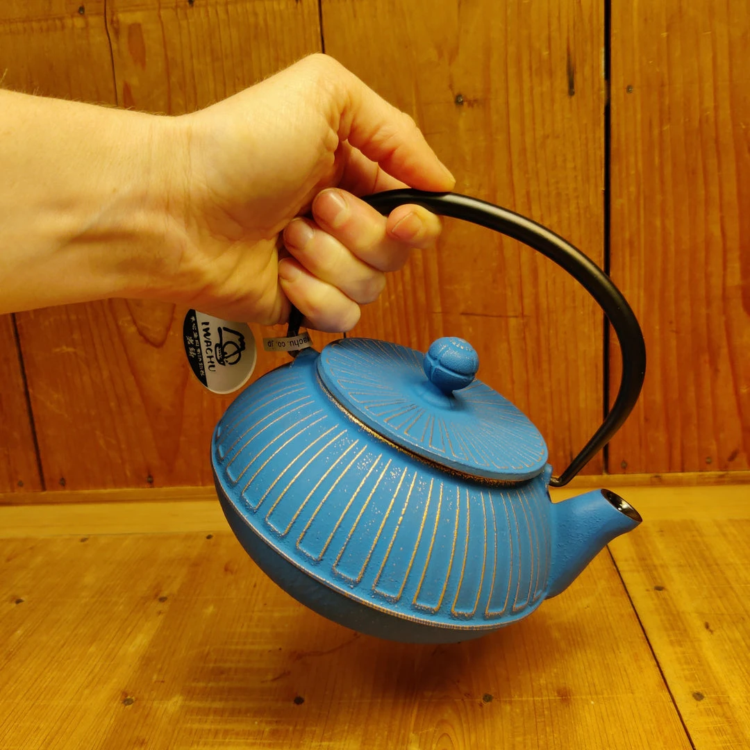 Brand new ⌛ Miya Cast Iron Teapot - Blue + Gold 22oz 😀 7 Miya Cast Iron Teapot - Blue + Gold 22oz