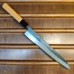 H&K Kumokage 250mm Kiritsuke Sujihiki Aogami 2 Kurouchi Carbon Damascus Teak Horn Hatsukokoro