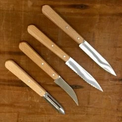 Opinel 'Les Essentiels' 4 Piece Kitchen Set - Beech Wood