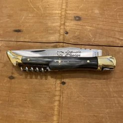 Au Sabot 12cm Laguiole Carbon Steel Corkscrew 2 Brass Bolsters Pocket Knife Horn