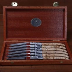 Fontenille Pataud 'Laguiole Steak' - Curly Birch - Set Of 6