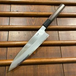 Hitohira Togashi 210mm Migaki Gyuto Shirogami 1 Taihei Macasser Ebony & Horn