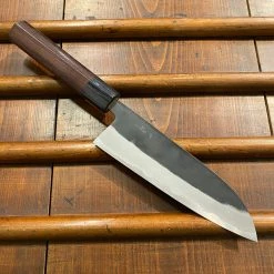 Hitohira MS 165mm Santoku Iron Clad Aogami #2 Kurouchi Rosewood