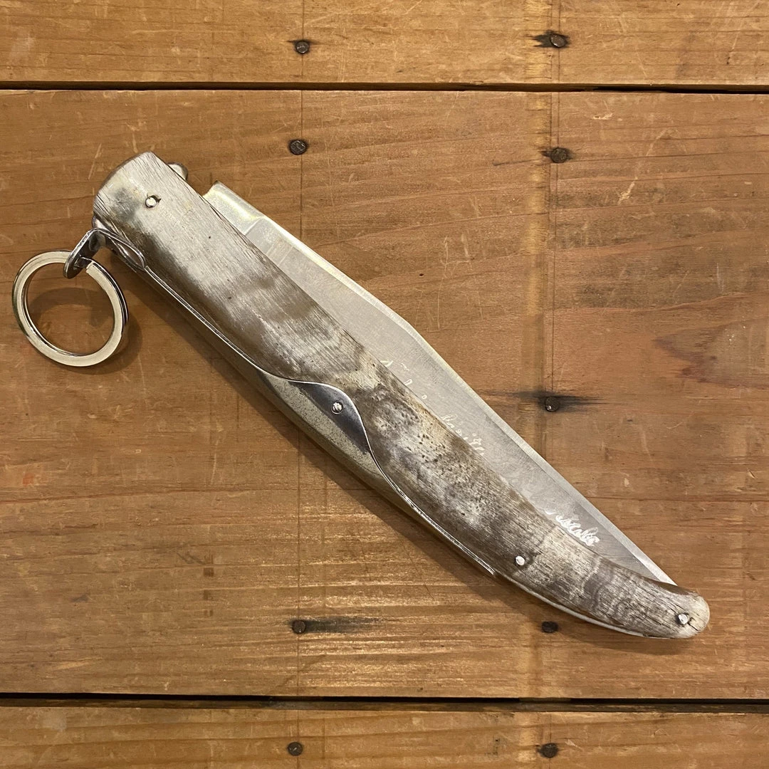 Cheap ⌛ Au Sabot 16.5cm Corsican Navaja Ring Pull Stainless Pocket Knife Horn W Brass Crest ✔️ 5 Au Sabot 16.5cm Corsican Navaja Ring Pull Stainless Pocket Knife Horn W Brass Crest