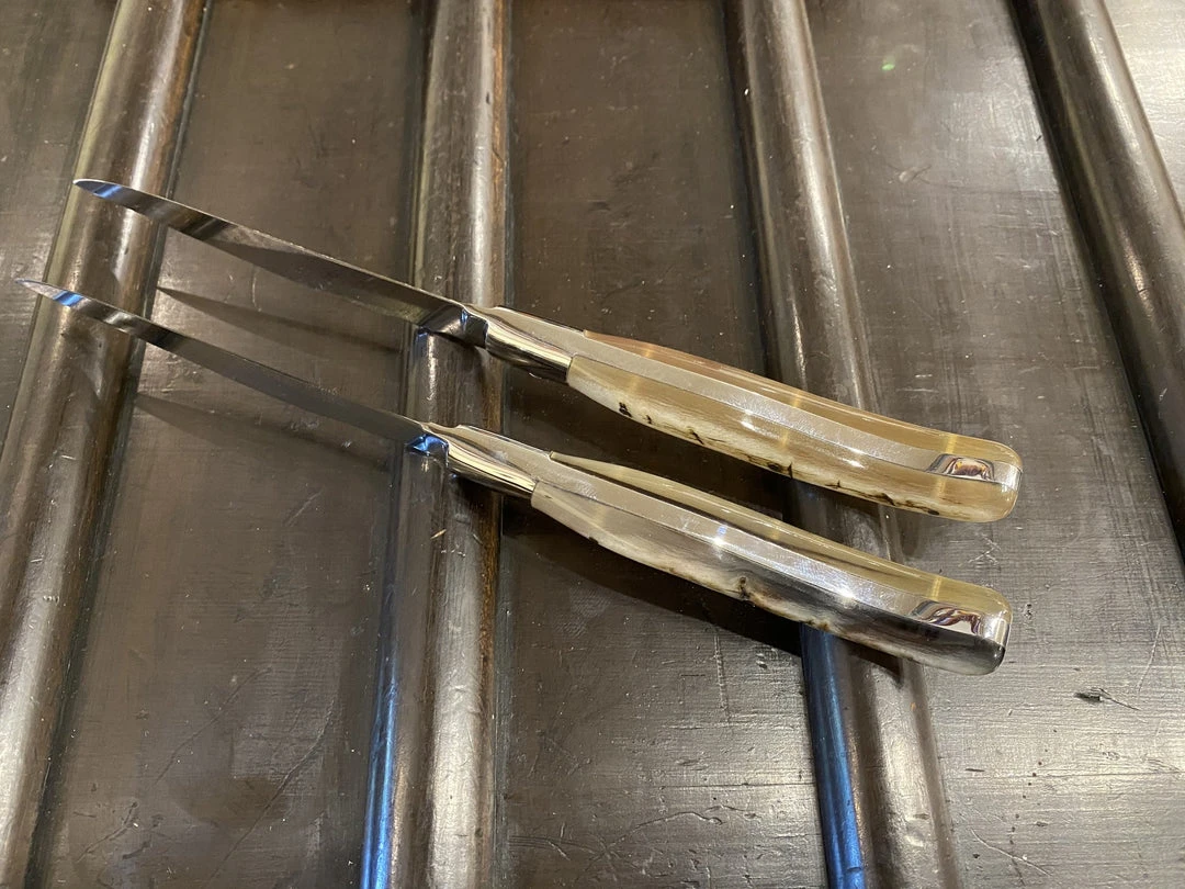 New 👍 Fontenille Pataud 'Laguiole Steak' - Ram Horn - Set Of 2 🥰 6 Fontenille Pataud 'Laguiole Steak' - Ram Horn - Set Of 2