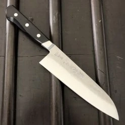 Hitohira Imojiya Kuma 180mm Santoku Aogami 2 Nashiji Tsuchime Western Handle