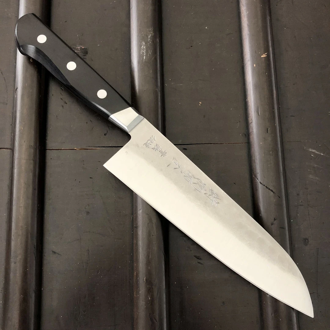 Promo ❤️ Hitohira Imojiya Kuma 180mm Santoku Aogami 2 Nashiji Tsuchime Western Handle 🥰 3 Hitohira Imojiya Kuma 180mm Santoku Aogami 2 Nashiji Tsuchime Western Handle