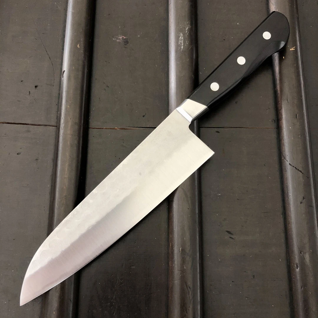 Promo ❤️ Hitohira Imojiya Kuma 180mm Santoku Aogami 2 Nashiji Tsuchime Western Handle 🥰 7 Hitohira Imojiya Kuma 180mm Santoku Aogami 2 Nashiji Tsuchime Western Handle