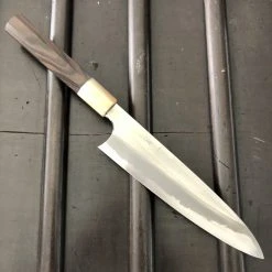 Hitohira Togashi 210mm Gyuto Stainless Clad Aogami 1 Macasser Ebony & Horn - On Order