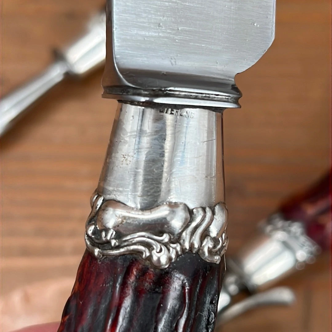 Cheap ๐ Vintage #2 Landers Frary & Clark Aetna Works Carving Set Carbon Steel Large Sterling Ferrules Stag ~1880's-1910's Used Vintage โ๏ธ 9 Vintage #2 Landers Frary & Clark Aetna Works Carving Set Carbon Steel Large Sterling Ferrules Stag ~1880's-1910's Used Vintage