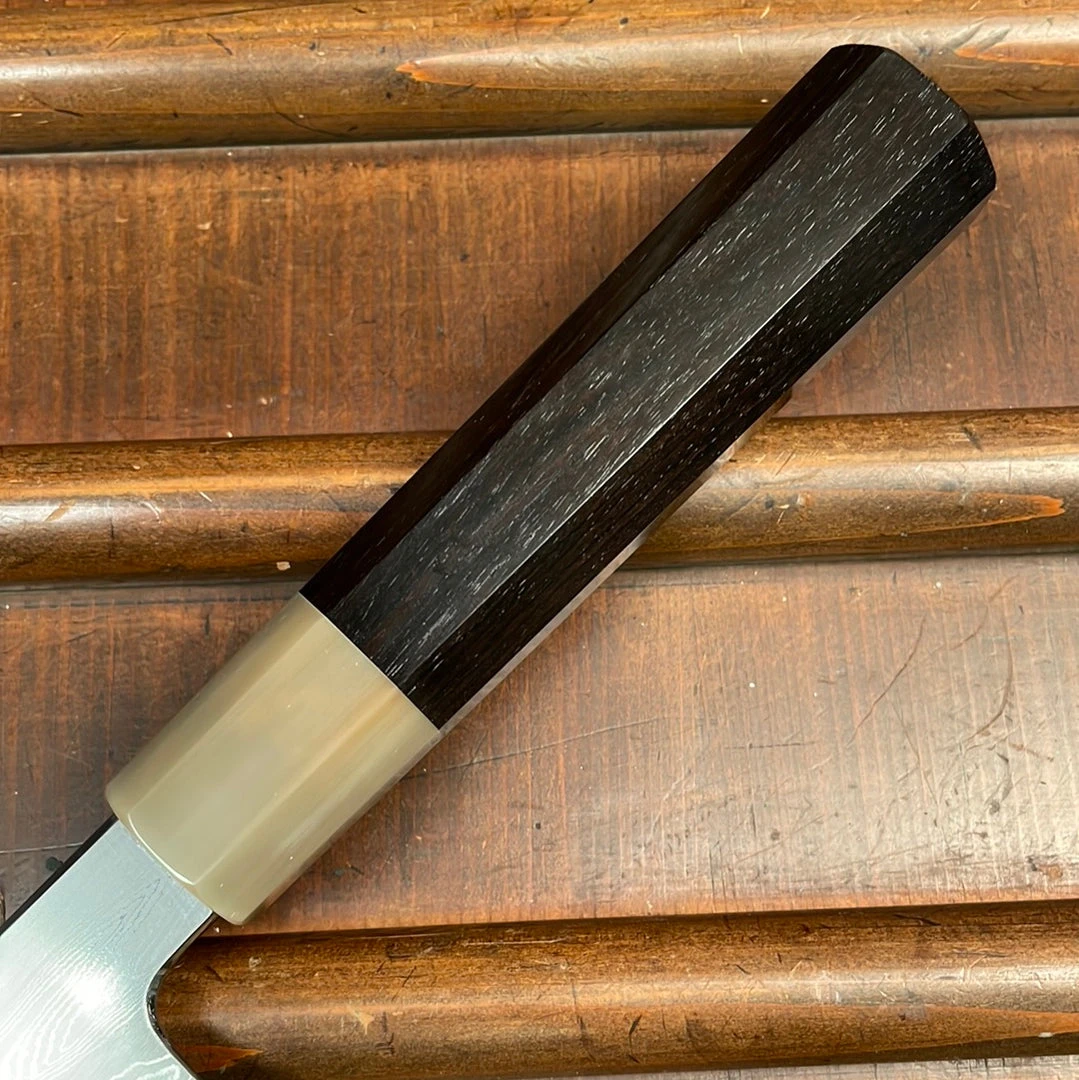 Brand new 🌟 H&K Nakagawa Hamono Nakagawa 240mm Gyuto Aogami 1 Damascus Ebony Blond ⭐ 4 H&K Nakagawa Hamono Nakagawa 240mm Gyuto Aogami 1 Damascus Ebony Blond