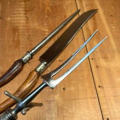 Flash Sale 🎁 Vintage George Cowen 3 Pc Carving Set Carbon Steel Sheffield Stag Tip ~1890's-1910ish? Used Vintage 😀 21 Vintage George Cowen 3 Pc Carving Set Carbon Steel Sheffield Stag Tip ~1890's-1910ish? Used Vintage