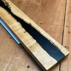 Knife En Place Harmony Spalted Quartersawn Curly Maple With Black Epoxy - 18.75x2.5" Kitchen Tools