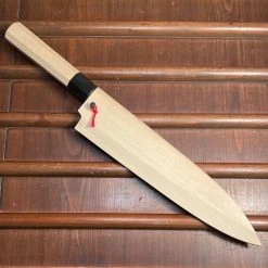 Hitohira Kikuchiyo Rikichi 240mm Mioroshi Deba Shirogami 3 Ho Wood W/ Saya