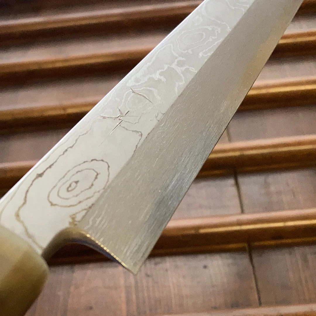 Promo ๐ Hitohira Tanaka Manzo 300mm Yanagi Aogami 1 Damascus Ebony W/ Saya ๐ 9 Hitohira Tanaka Manzo 300mm Yanagi Aogami 1 Damascus Ebony W/ Saya