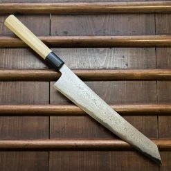 Sakai Kikumori 'Sori' 270mm Kiritsuke Sujihiki - Aogami 1 Suminagashi