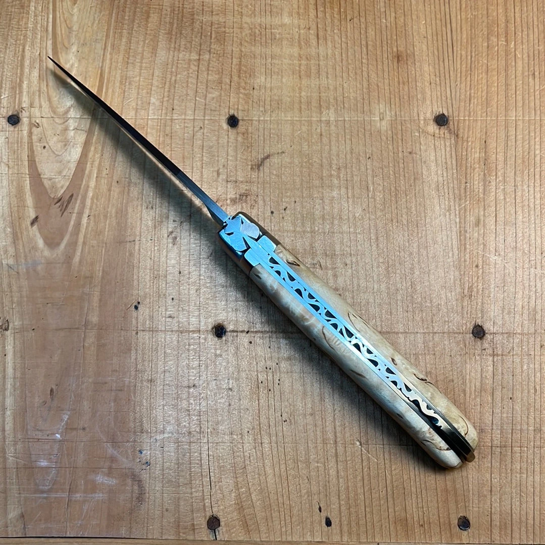 Budget ⌛ Fontenille Pataud 'Laguiole Le Pocket' 10cm - Curly Birch Lockback 🌟 6 Fontenille Pataud 'Laguiole Le Pocket' 10cm - Curly Birch Lockback