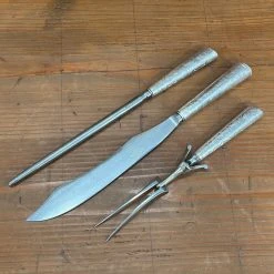 Vintage Crown Cutlery Co Carving Set Carbon Steel Sterling Sheffield Used Vintage