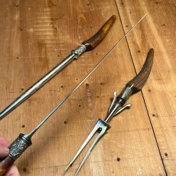 Flash Sale 🎁 Vintage George Cowen 3 Pc Carving Set Carbon Steel Sheffield Stag Tip ~1890's-1910ish? Used Vintage 😀 17 Vintage George Cowen 3 Pc Carving Set Carbon Steel Sheffield Stag Tip ~1890's-1910ish? Used Vintage