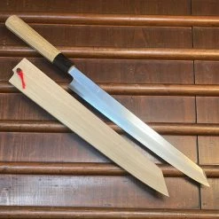 Hitohira Kikuchiyo Mosuke 300mm Kiritsuke Yanagi Stainless Clad Ginsanko Ho/Horn With Saya