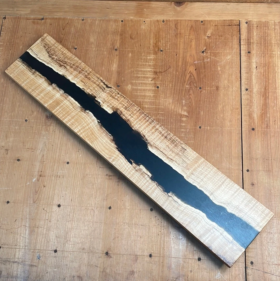 Best deal ❤️ Knife En Place Harmony Spalted Curly Maple With Black Epoxy - 19.25x4" ❤️ 3 Knife En Place Harmony Spalted Curly Maple With Black Epoxy - 19.25x4"