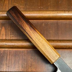 Fukui Hado Sumi 210mm Gyuto Shirogami #2 Kurouchi Finish - Burnt Oak