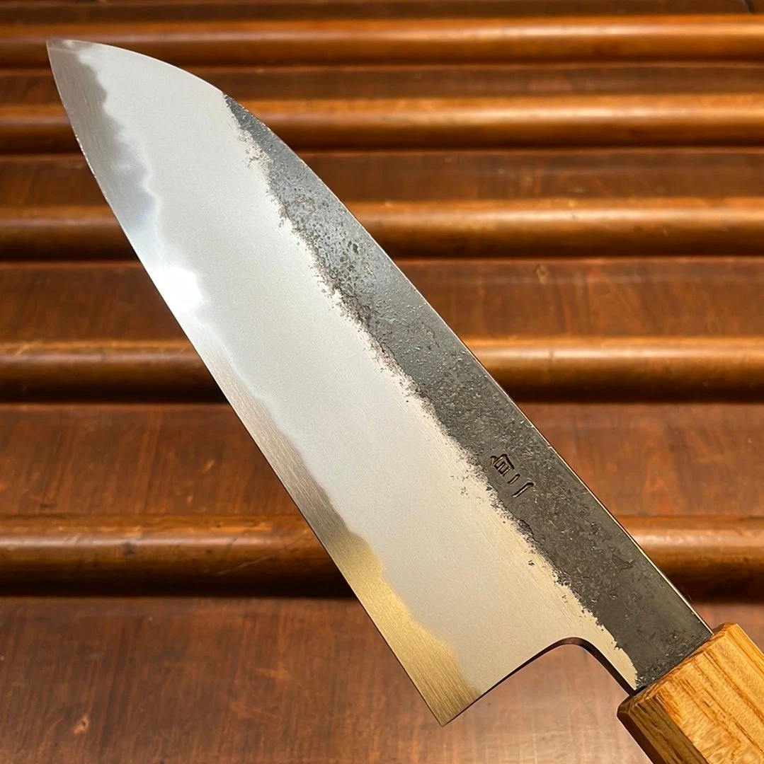 Flash Sale ❤️ Fukui Hado Sumi 165mm Santoku Shirogami #2 Kurouchi Finish - Burnt Oak ❤️ 6 Fukui Hado Sumi 165mm Santoku Shirogami #2 Kurouchi Finish - Burnt Oak
