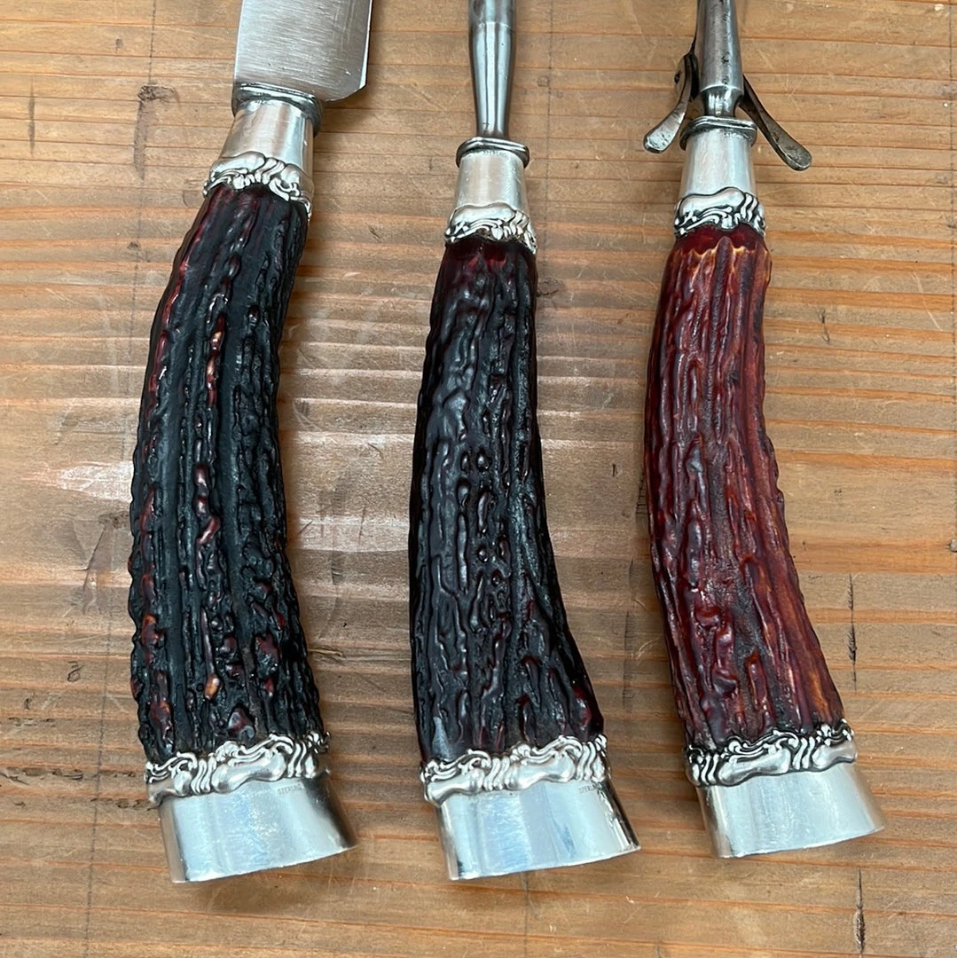 Cheap ๐ Vintage #2 Landers Frary & Clark Aetna Works Carving Set Carbon Steel Large Sterling Ferrules Stag ~1880's-1910's Used Vintage โ๏ธ 10 Vintage #2 Landers Frary & Clark Aetna Works Carving Set Carbon Steel Large Sterling Ferrules Stag ~1880's-1910's Used Vintage
