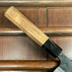 H&K Kumokage 165mm Nakiri Aogami 2 Kurouchi Carbon Damascus Oct Teak Horn Hatsukokoro