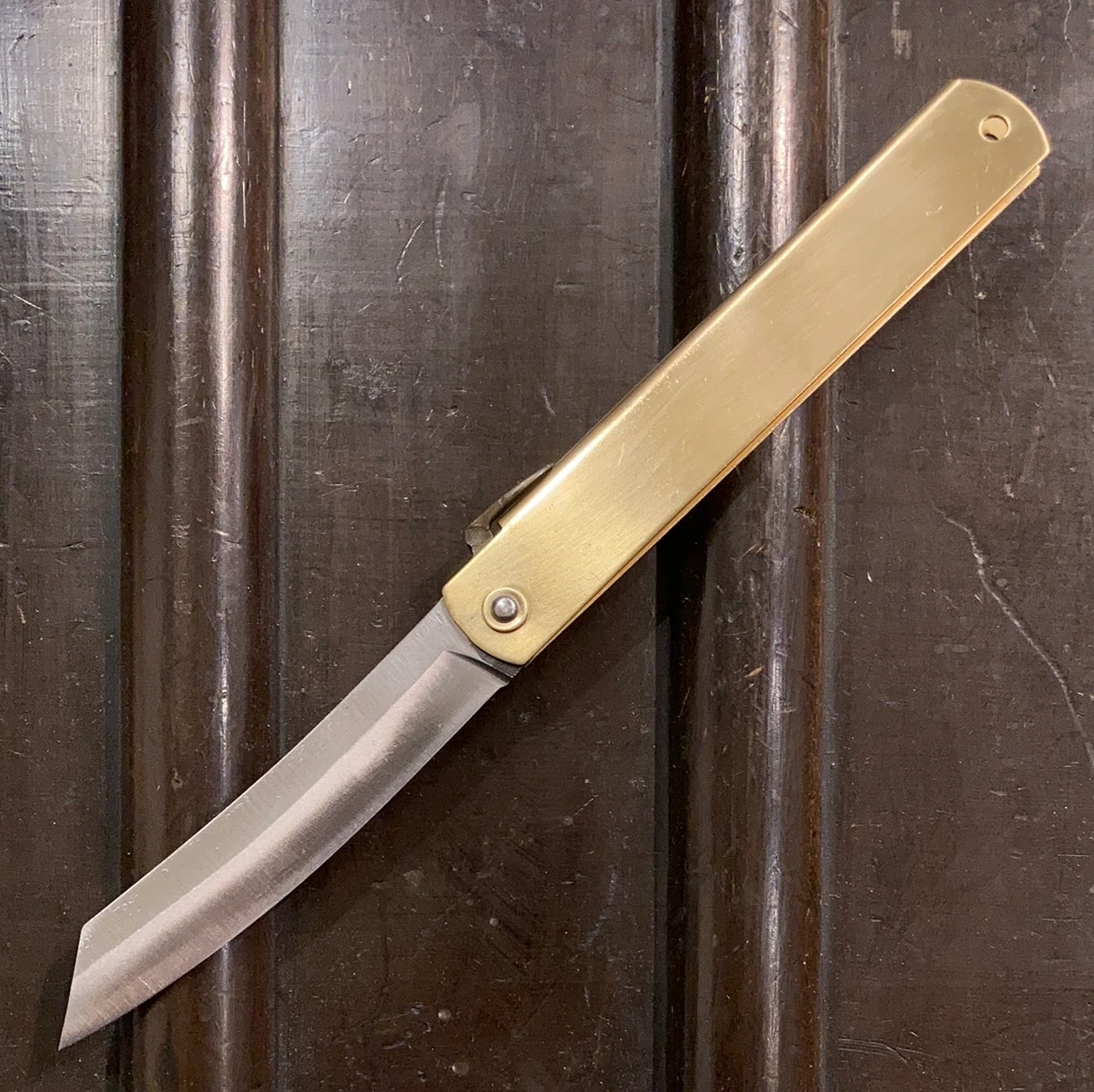 Wholesale ๐ Hitohira Higonokami 12cm Aogami 2 Steel Folding Knife Extra Large Brass Handle ๐ฅ 4 Hitohira Higonokami 12cm Aogami 2 Steel Folding Knife Extra Large Brass Handle