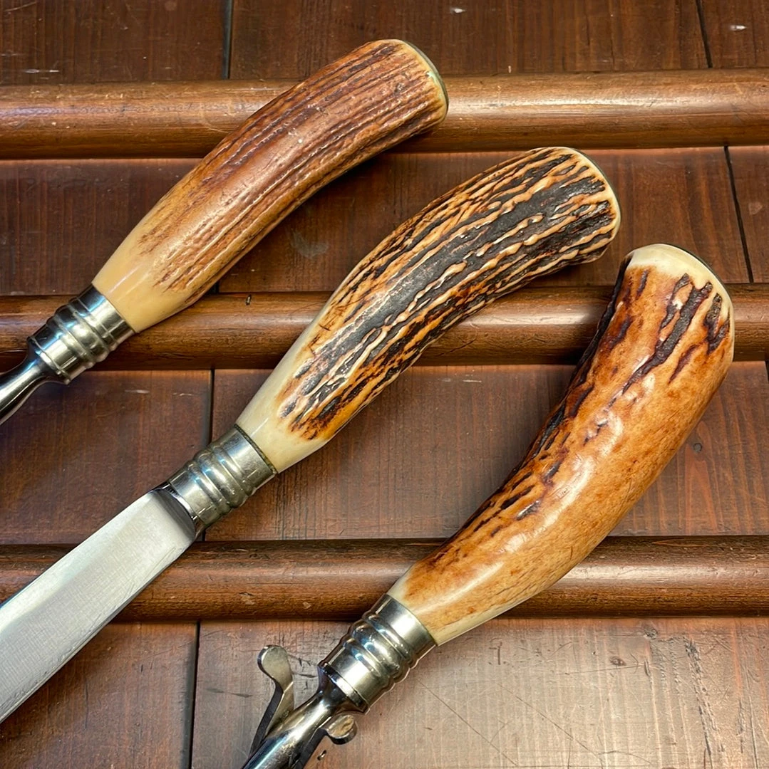 Hot Sale ๐ Bernal Cutlery Bear Brand Carving Set Stainless & Stag 1930's-50's ๐ฅฐ 5 Bernal Cutlery Bear Brand Carving Set Stainless & Stag 1930's-50's