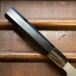 Hitohira Togashi 210mm Kiritsuke Gyuto Kasumi Stainless Clad Shirogami 1 Ebony Handle BLONDE Ferrule