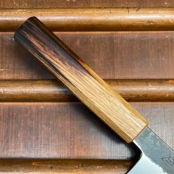 Fukui Hado Sumi 165mm Santoku Shirogami #2 Kurouchi Finish - Burnt Oak