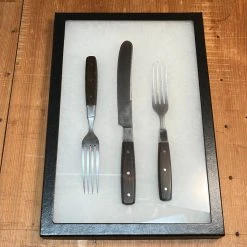 Vintage Antique J Russell Green River Works Table Knife & Forks In Shadow Box 1880 - 1920