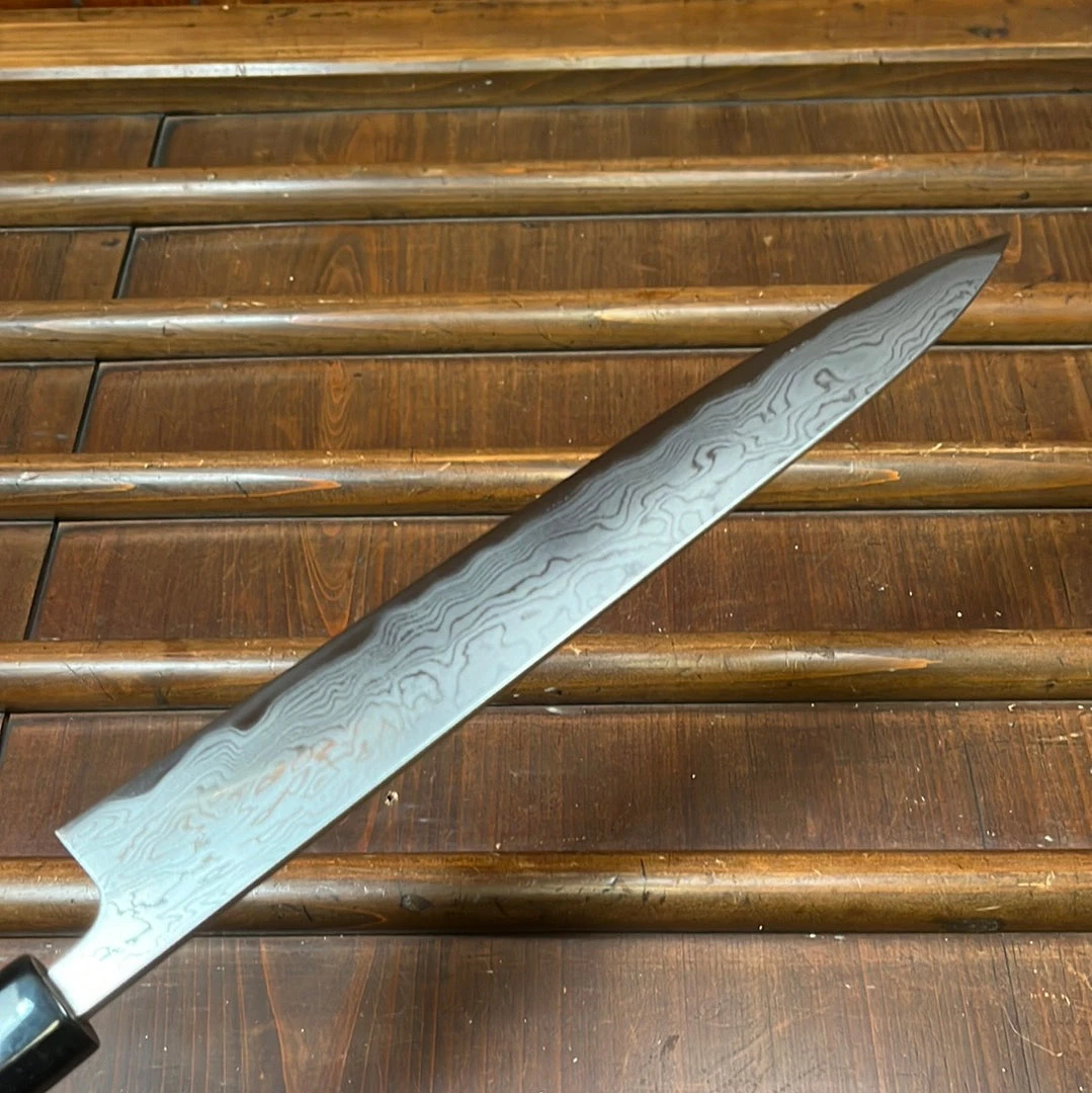 Budget ๐ Wakui 240mm Sujihiki Shirogami 2 Suminagashi Chestnut ๐ 7 Wakui 240mm Sujihiki Shirogami 2 Suminagashi Chestnut
