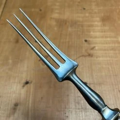 Flash Sale 🥰 Vintage Table | Steak Fork And Knife Set Forged Carbon Steel & Coin Silver (?) German ? Late 19th C ✔️ 13 Vintage Table | Steak Fork And Knife Set Forged Carbon Steel & Coin Silver (?) German ? Late 19th C