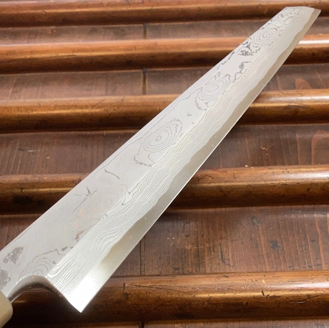 Brand new 🔔 Hitohira Tanaka Manzo 270mm Kiritsuke Yanagi Aogami 1 Damascus Ebony W/ Saya ⌛ 7 Hitohira Tanaka Manzo 270mm Kiritsuke Yanagi Aogami 1 Damascus Ebony W/ Saya