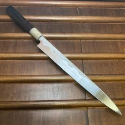 Hitohira Tanaka Manzo 300mm LEFTY Yanagi Aogami 1 Damascus Ebony W/ Saya