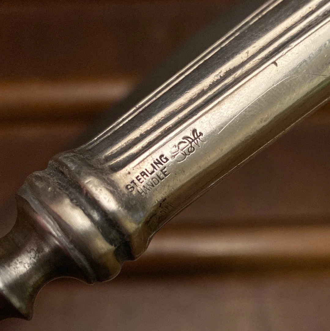 New โค๏ธ Bernal Cutlery Unmarked 3pc Carving Set Carbon Steel Sterling Handles USA 1890โs-1920โs? ๐ 11 Bernal Cutlery Unmarked 3pc Carving Set Carbon Steel Sterling Handles USA 1890โs-1920โs?