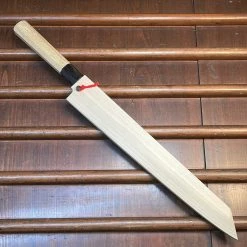 Hitohira Kikuchiyo Mosuke 300mm Kiritsuke Yanagi Stainless Clad Ginsanko Ho/Horn With Saya