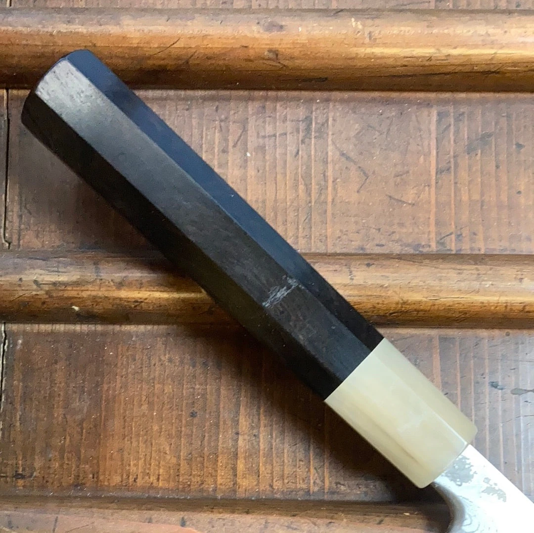 Brand new 🔔 Hitohira Tanaka Manzo 270mm Kiritsuke Yanagi Aogami 1 Damascus Ebony W/ Saya ⌛ 6 Hitohira Tanaka Manzo 270mm Kiritsuke Yanagi Aogami 1 Damascus Ebony W/ Saya