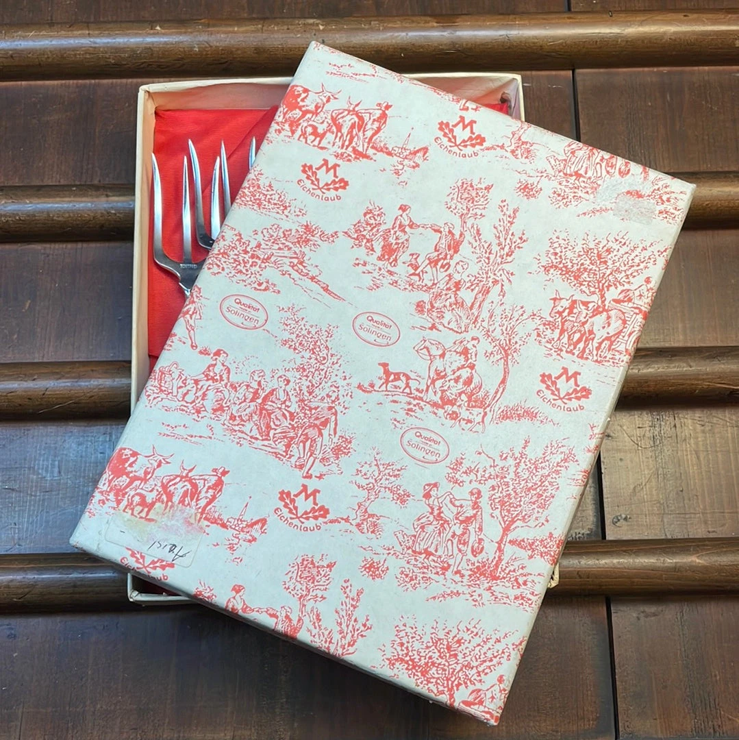 Hot Sale ๐ Bernal Cutlery Used Vintage Eichenlaub Sardine Forks Stainelss & Ebony Solingen Germany~1970's In Box ๐งจ 4 Bernal Cutlery Used Vintage Eichenlaub Sardine Forks Stainelss & Ebony Solingen Germany~1970's In Box